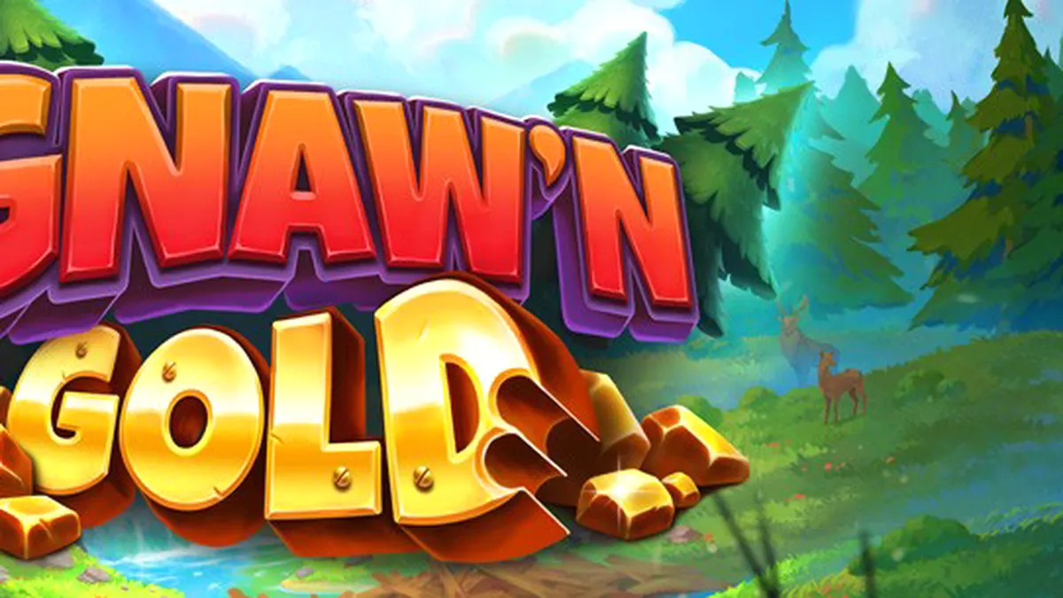 Isang visual na representasyon ng Gnaw’n Gold slot na nagpapakita ng mga beaver at gold theme.